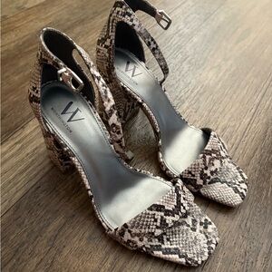 Worthington Women's Black and Cream Snake Pattern Heels